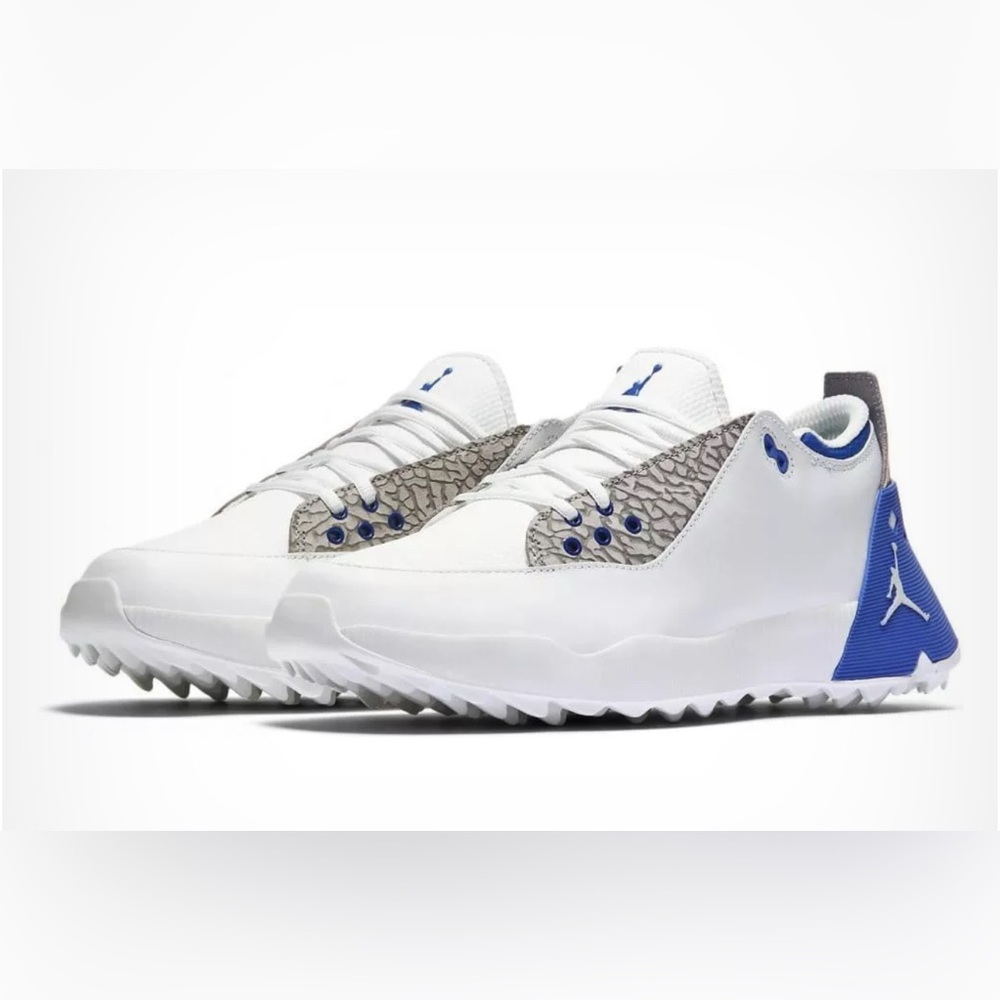 Jordan White and Blue Sneakers - Picture 3 of 7